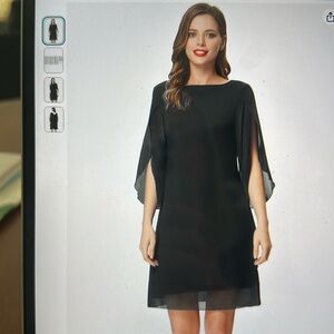 3/4 sleeve chiffon cocktail dress